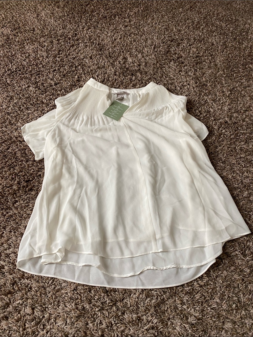 H&M Cream Pleated Yoke Women's Blouse